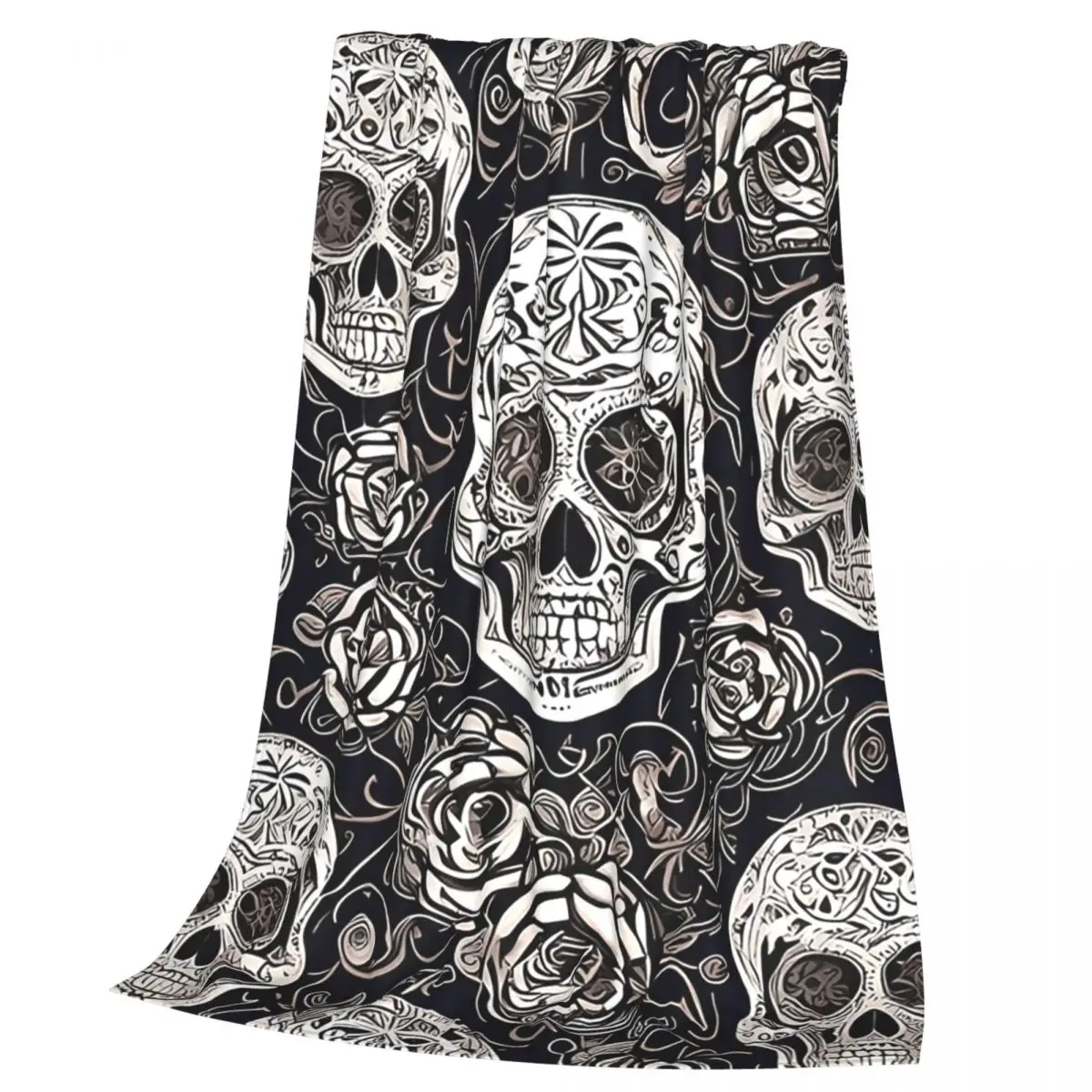 Copy Of Sugar Skull Day Of The Dead Neon Sugar Skull Blanket Soft Warm Flannel Throw Blanket Cover for Bed Travel Home Sofa