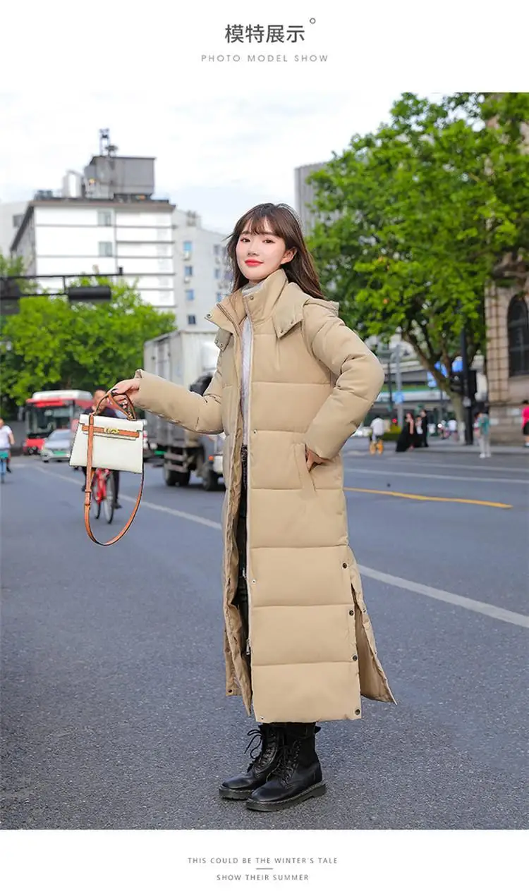 New Female Down Cotton Coat Loose Hooded Parka Overcoat Long Winter Jacket Women Clothes Warm Padded Jackets Oversized Outerwear