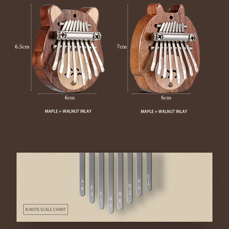 Hot AD-Hluru Black Walnut + Maple Thumb Finger Piano Musical Instrument Mini 8 Keys Kalimba Musical Enjoyable Instrument