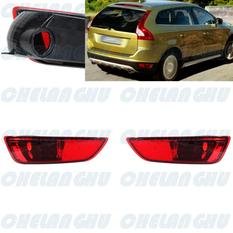 For Volvo XC60 2008 2009 2010 2011 2012 2013 1 Pair Rear Bumper Reflector Light Lamp Without Bulbs Car accessories