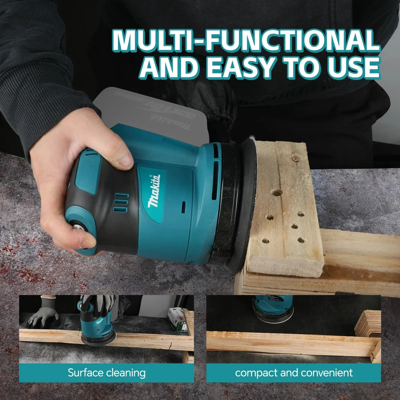Makita DBO180Z Lithium Battery Random Orbital Sander 18V Brushless Cordless Tool 3 Speed for Wood, Putty Sanding Paint Stripping