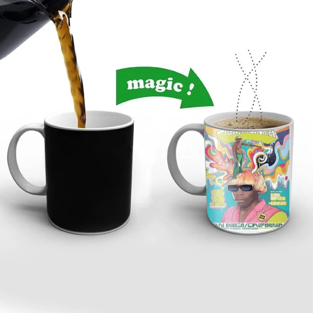 

Music Rapper Tyler The Creator Heat Sensitive Color Changing Mug 11OZ Ceramic Coffee Cup Magic Cup Heat Changing Coffee Mug