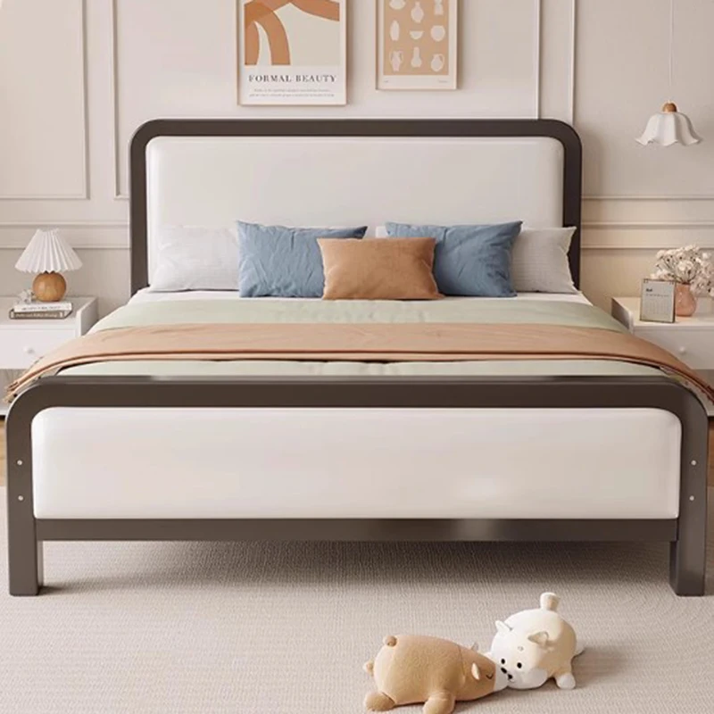 Queen Size Simple Bed Headboard High Black Cot Bedframe Modern Bed Wood Sleeping White Camas De Dormitorio Nordic Furniture