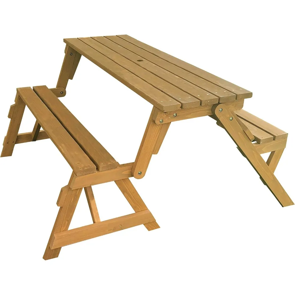 

Трансформируемый стол для пикника и скамейка 2-в-1 — компактное и универсальное сидение на открытом воздухе