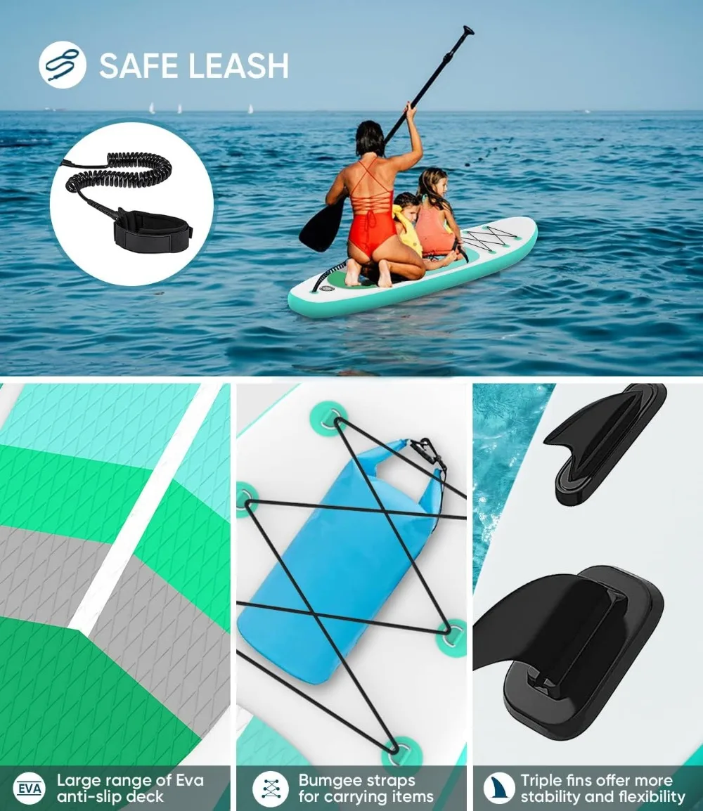 Inflatable Stand Up Paddle Board for Adults Non-Slip Deck Paddleboard with Premium Sup Accessories Including Double Action Pump 5