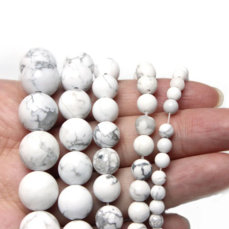 Natural Stone White Howlite Turquoise Round Loose Beads 15" Strand 4 6 8 10 12MM Pick Size For Jewelry DIY Accessories image 3
