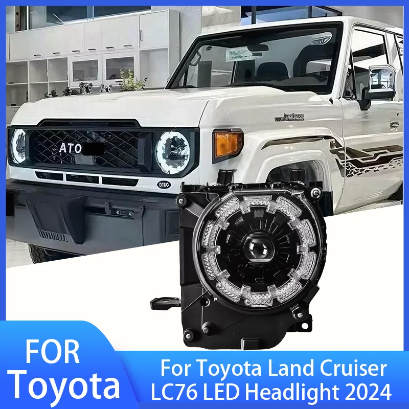 

Pop 2pcs Head Lamp For Toyota Land Cruiser LC76 LED Headlight 2024 Headlights LC79 DRL Turn Signal High Beam Angel Eye Projector