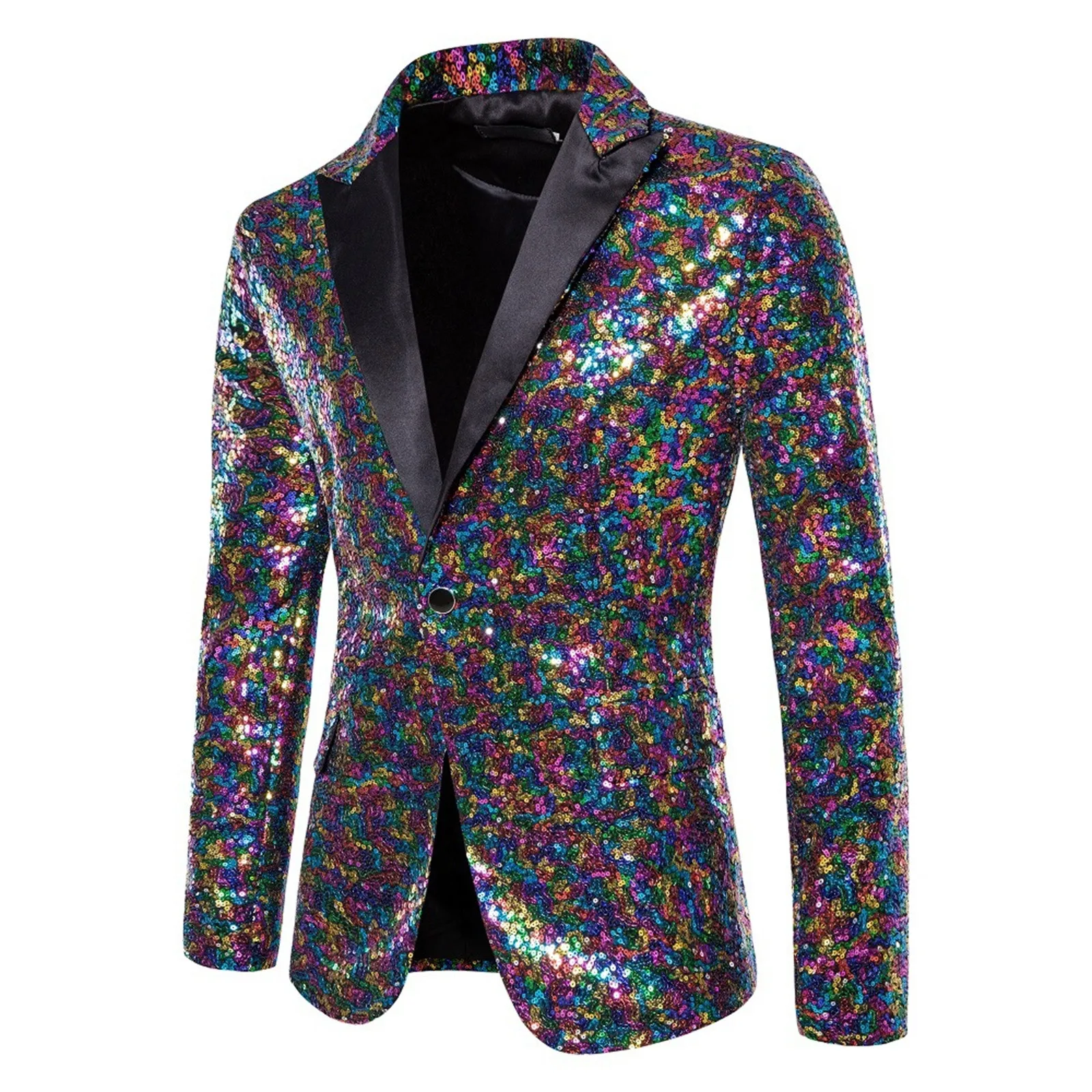 Shiny Gold Sequin Glitter Embellished Blazer Jacket Men Nightclub Prom Suit Coats Mens Costume Homme Stage Clothes For singers