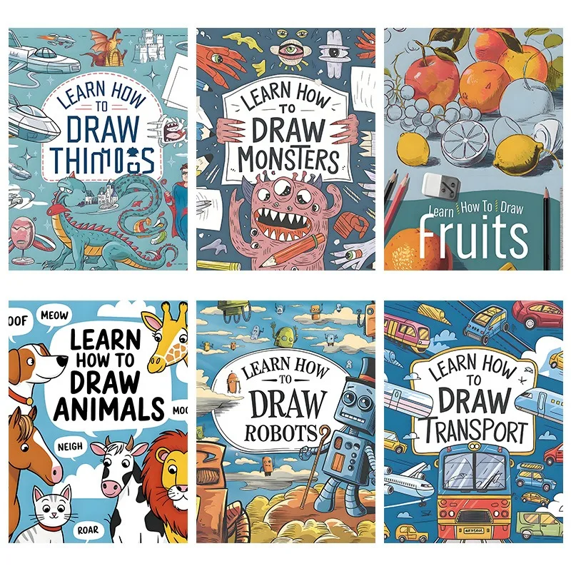 Learn How To Draw Book Kids Drawing Practice Notebook Staple Binding Children Coloring Sketch Learning Activity Book