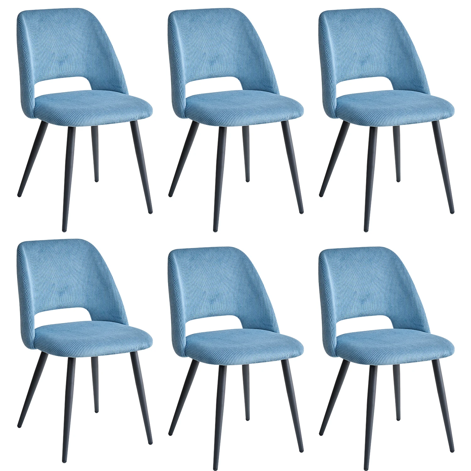Set van 2/4/6 stijlvolle corduroy eetkamerstoelen - zitting van zachte stof, ergonomisch ontwerp, geschikt voor gezinsetruimte