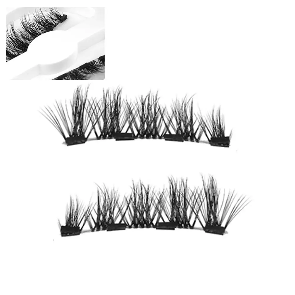 New Magnetic Eyelashes Reusable No Glue Needed False Eyelashes with Magnetic Tweezers Curly Faux Lashes Makeup