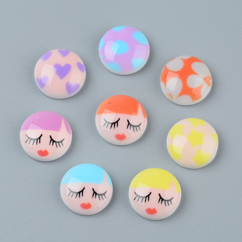 Ins Wind Imitation Pearl Hand-painted Smiley Face/Hearts Girl ABS Straight Perforated Beads Diy Handmade Jewelry Earrings Beads