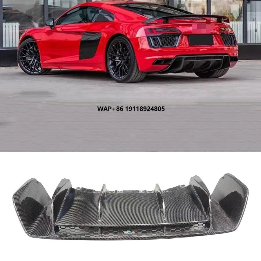 

New Condition Dry Carbon Fiber Rear Bumper Diffuser with Lip Spoiler for R8 2016-2019 Car Accessories