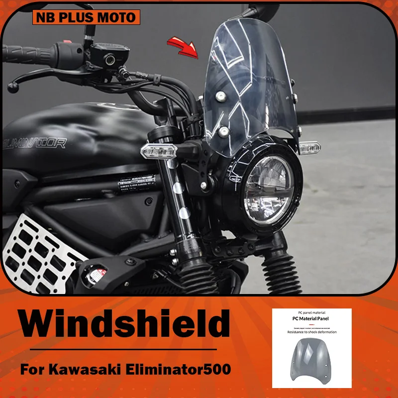 【Premium】For Kawasaki Eliminator 500 Modified Headlight Cover, Transparent Windshield, Retro Front Fairing Decoration Cover Acce