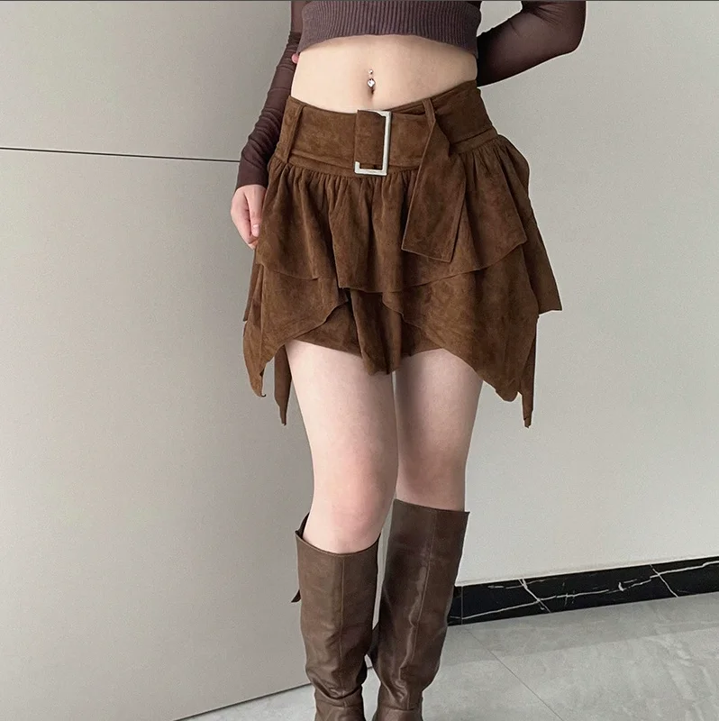 Skirt for Women 2025 Summer New Retro Multi-Layer Spicy Girl Half Skirt with Irregular High Waist and Leg Length A-Line Skirt