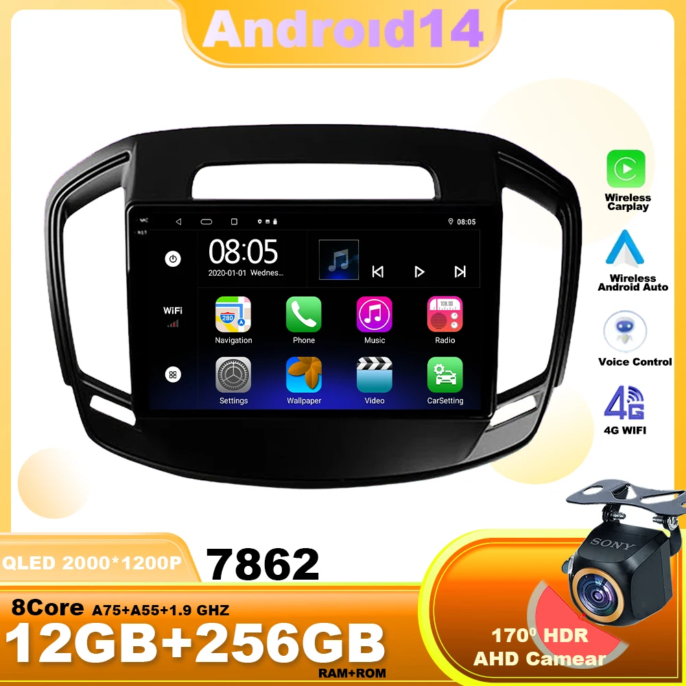 Android14 For Buick Regal 2013-2017 Opel Insignia Car Radio Navigation Multimedia Video Player WIFI 4G Wireless Carplay GPS