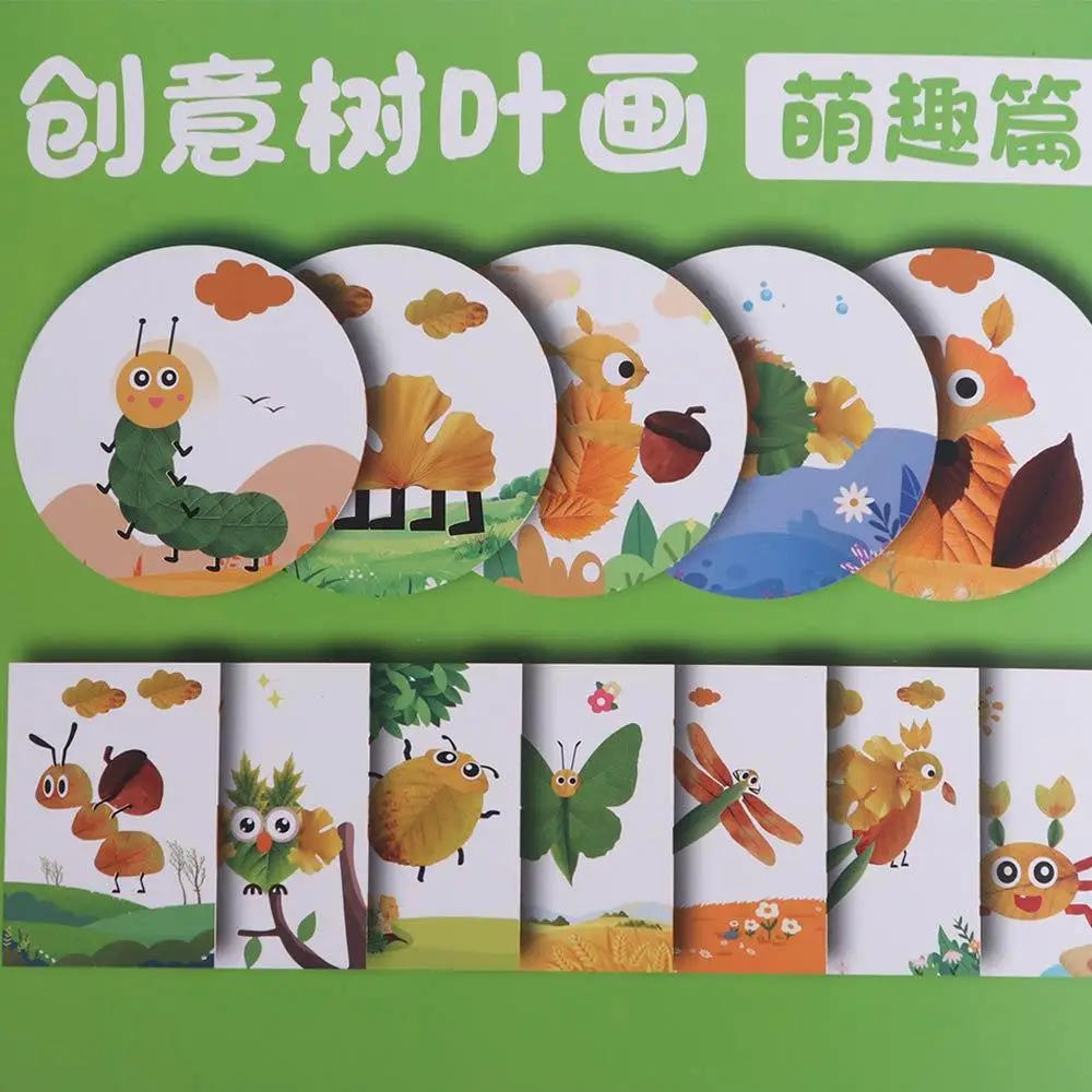 Paper Leaf Painting Sticker Books Educational Toys Montessori DIY Paste Material Kit Cartoon DIY Materials Cartoon Sticker Book