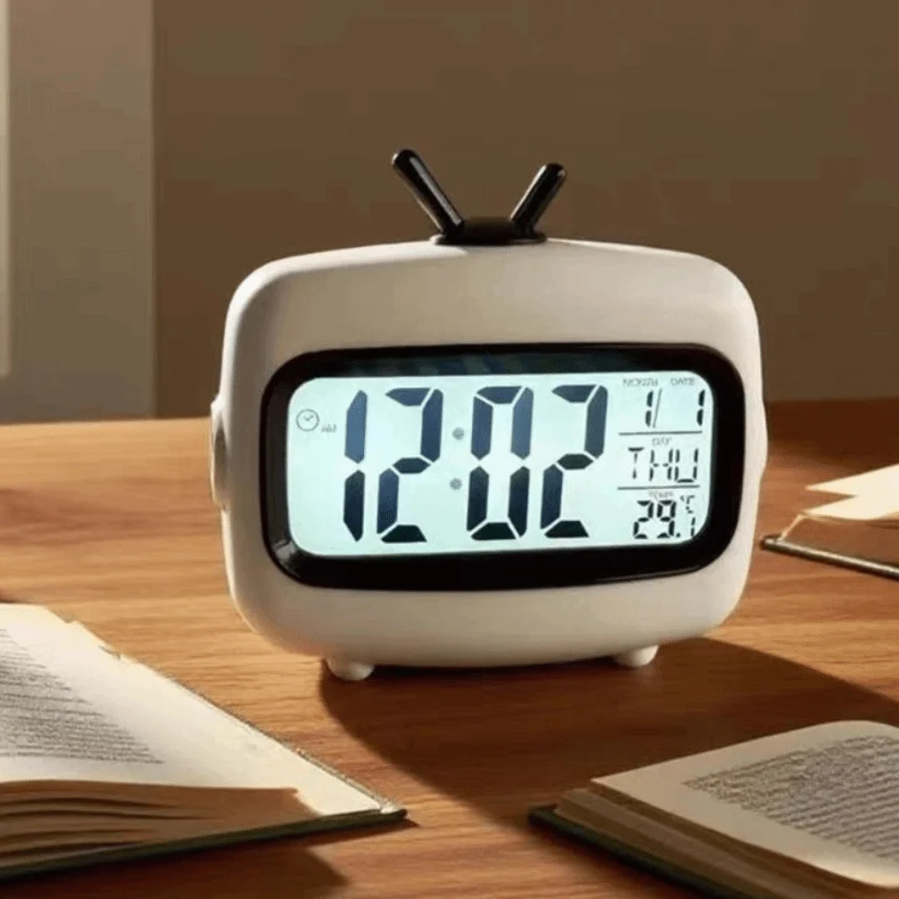 Press Top Screen Visual Timer Ultra Silent Visualization Light Up Clock Self-discipline TV Shaped Kitchen Timer