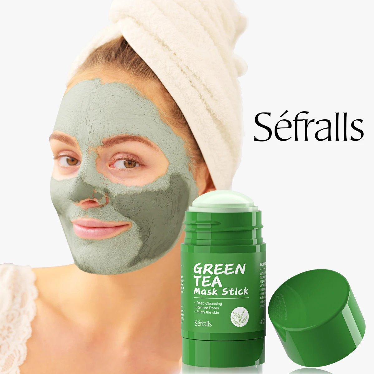 Séfralls Green Tea Mud Mask Stick 40g/pcs Oil Control Facial Mask Blackhead Remover with Green Tea Extract