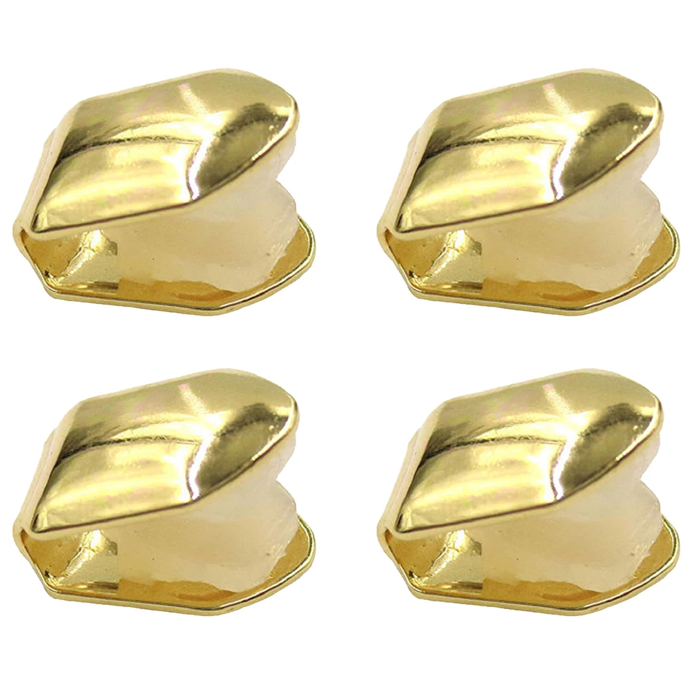 

4pcs Gold HipHop Teeth Grill Caps Environmental Copper Jewelry Gold Plated Teeth Brace for Costumes Parties Gifts