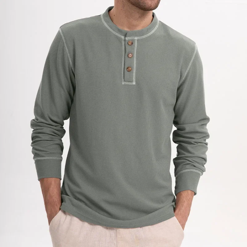 

Spring and Autumn Clothing European and American Men's T-Shirt Long-sleeved Mens Base Henry Shirt