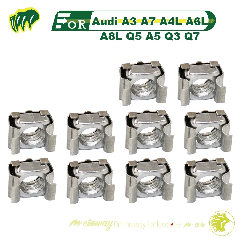 

10pcs Buckle Base For Audi A3 A7 A4L A6L A8L Q5 A5 Q3 Q7 Front License Plate Base Gasket Screw Buckle Fastener Buckle Base