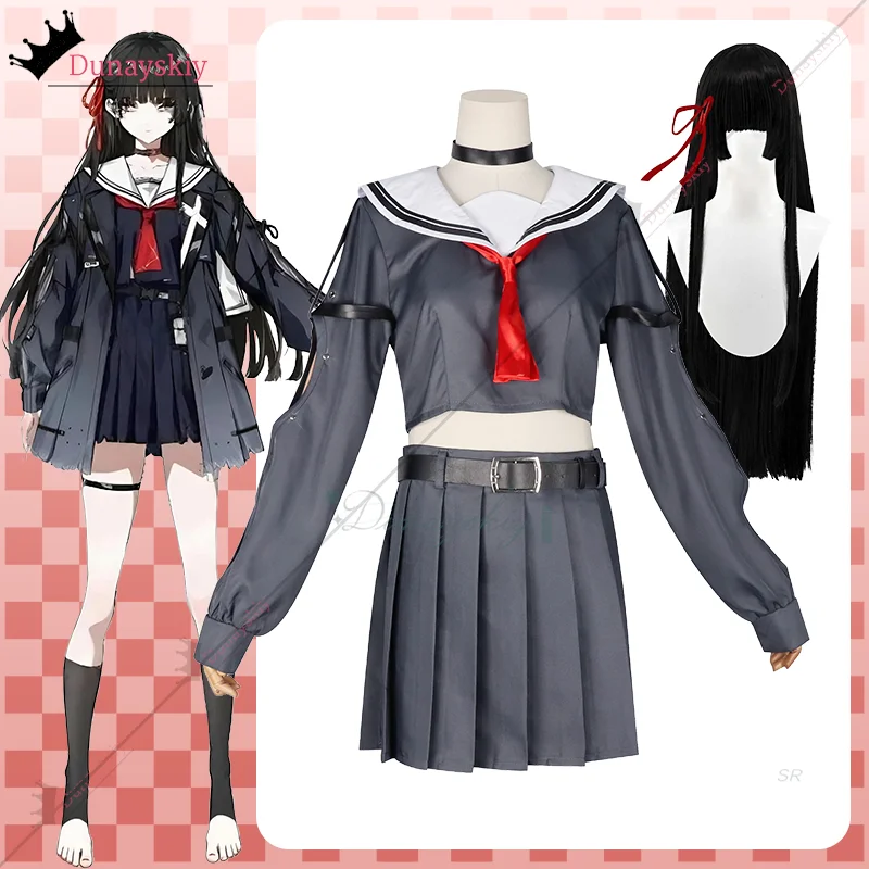 {YiNuo}Chisa Косплей Костюм JK Униформа Костюм моряка Игра Wuthering Waves Парик Женская одежда для девочек Полный комплект Хэллоуин Вечеринка