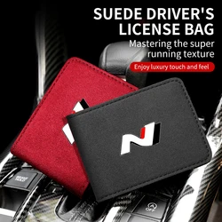 Car Driver License Wallet Holder Business Card Cover Purse For Hyundai N Line Performance I20 IX35 I30 Sonata Elantra Veloster
