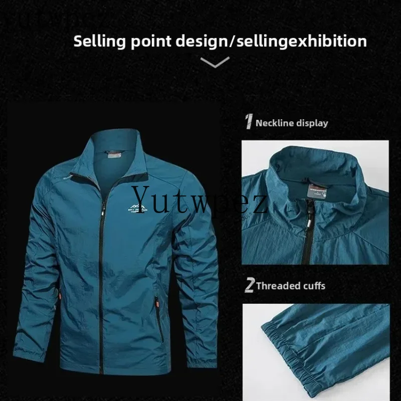 Summer UPF100+ Windbreaker Zip Pockets Breathable Ultra-light Clothes Outdoor Thin Camp Jackets Uv Sun Protection Skin Coats Men