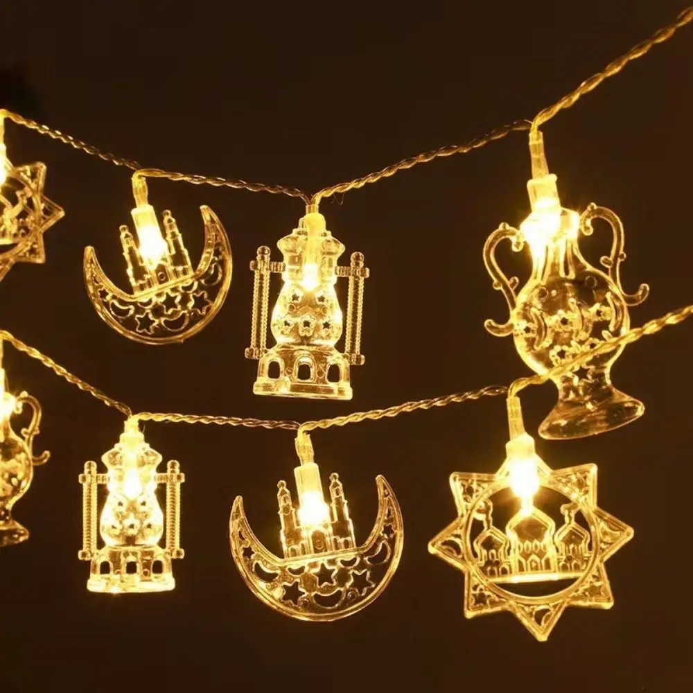 

1.5 M EID Mubarak String Lights Battery Operated Decorative Moon Star Castle Lantern 10 LED Ramadan String Light Bedroom