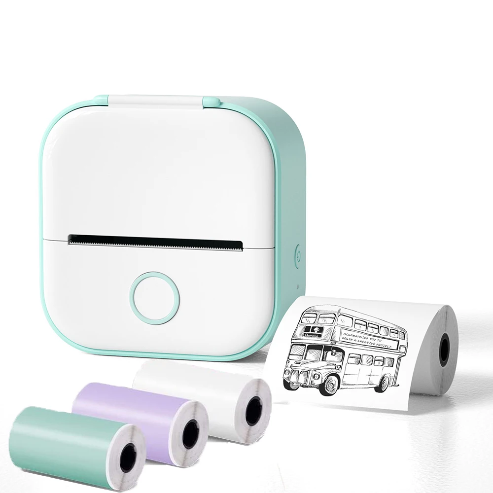 Trending T02 203dpi 53mm Stickers Wireless Inkless Mini Pocket Portable Small label Printer Mini with 5 Rolls paper phomemo