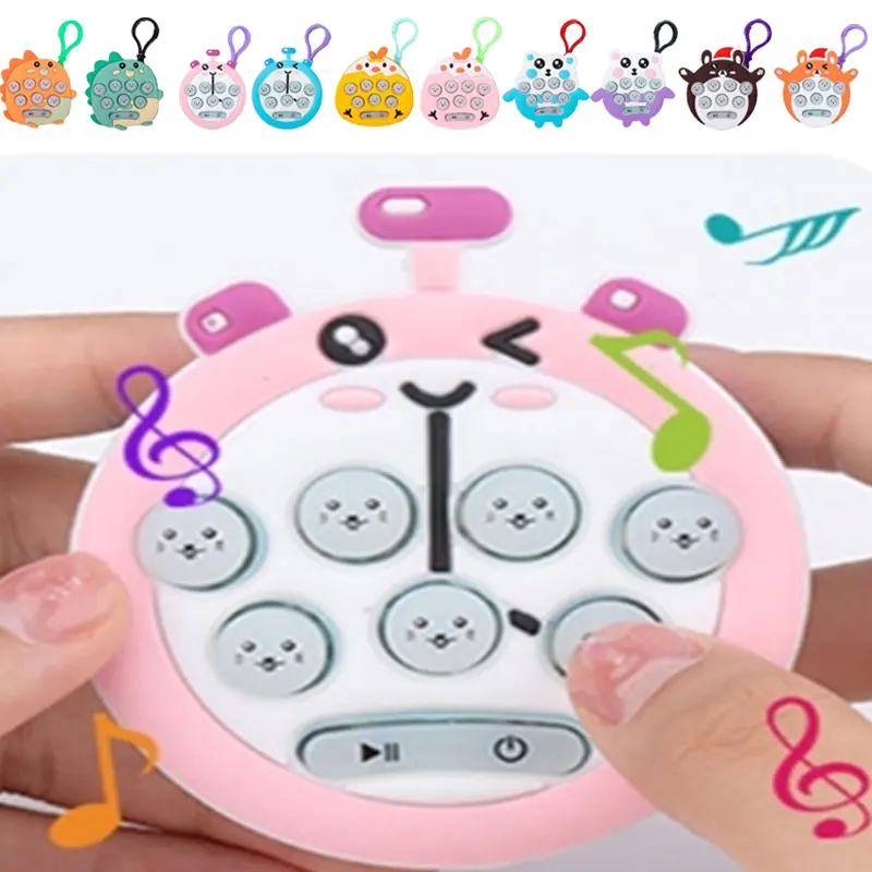 

10Style Mini Keychain Whacka Mole Game Cartoon Shape Electronic Breakthrough Puzzle Fidgets Toy Stress Relief Toys for Adult Kid