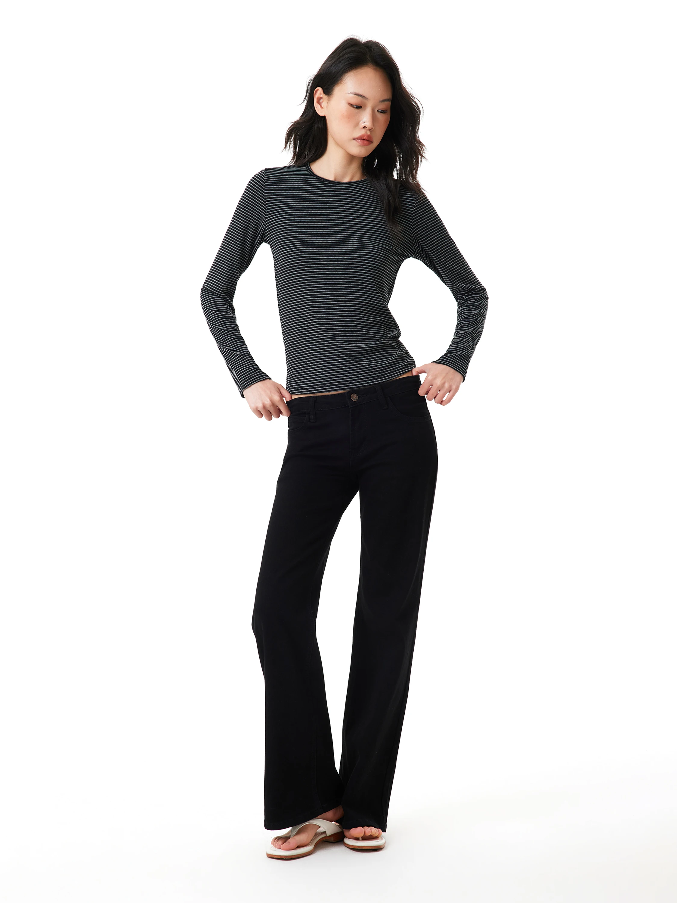 GOGOBURN American Style Black Slimming Micro Flare Jeans Women's New Autumn High Waist Straight Cut Versatile Pants