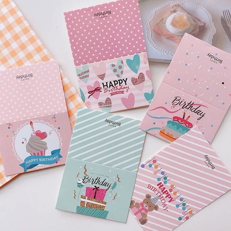 Mini-Geburtstags-Grußkarte, Blumenladen, Backladen, Handgeschenk, Freundin, Grußkarten, kleine Karte, Einladungskarten mit Umschlag