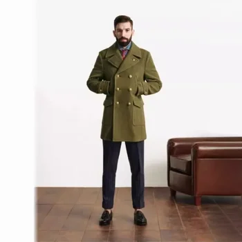 Men's British-Style Mid-Length Wool Coat 3 British Style New Men's Clothing Mid-length Double Breasted Woolen Coat Autumn Winter Jackets Trench Coat Business Male Clothing 3