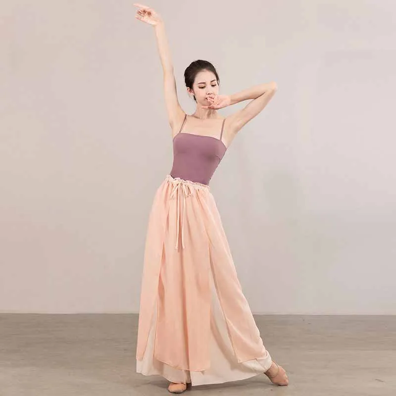 Ropa de baile clásico para mujer, pantalones elegantes de hadas, pantalones de gasa de entrenamiento de danza folclórica china, pantalones de danza Oriental, DQL7101