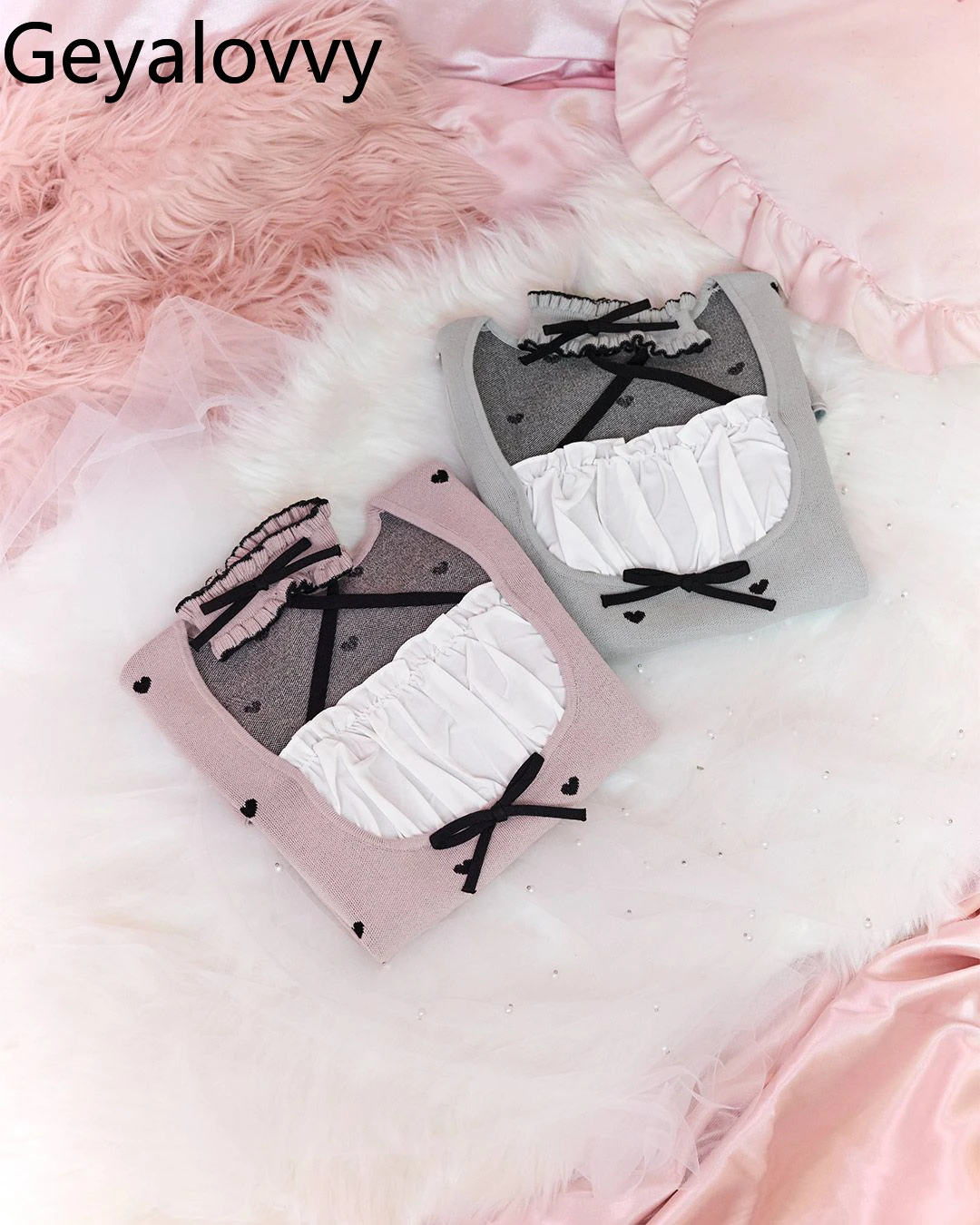 T-shirt per ragazza in stile giapponese Love Polka Dot Top lavorato a maglia con fiocco Top a maniche corte per donna 2025 Nuove magliette casual dolci e versatili