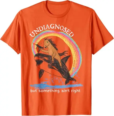 Nicht diagnostiziert, aber irgendetwas stimmt nicht Pferde reiten Wal Männer T-Shirt Y2k Kunstwerk Regenbogen Grafik Ästhetik Kleidung Mode T-Shirts – Detail 10