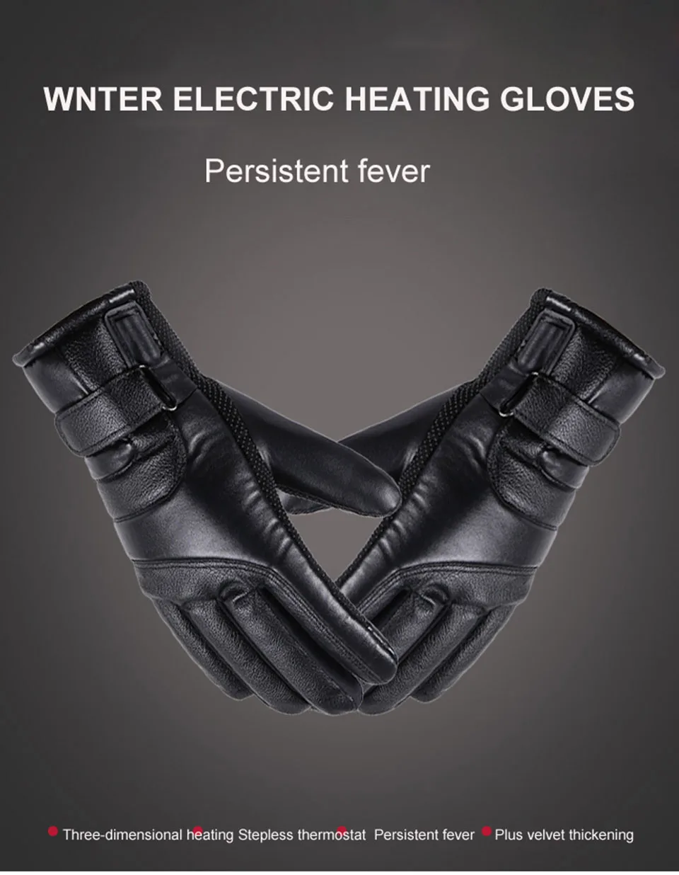 GTUBIKE Winter-Elektro-Heizhandschuhe für Outdoor-Radfahren, wasserdicht, rutschfest, verdickt, für Damen und Herren, mit Touchscreen-Funktion, aus Lammfell. – Detail 1