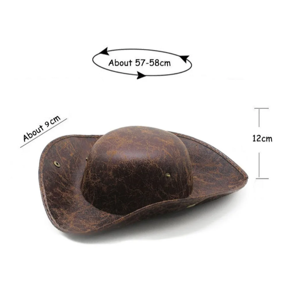 Pirate Hat Women Tricorn Brown Pirate Men Leather Faux Leather Vintage Wrinkle Distressed Captain Triangular Hat
