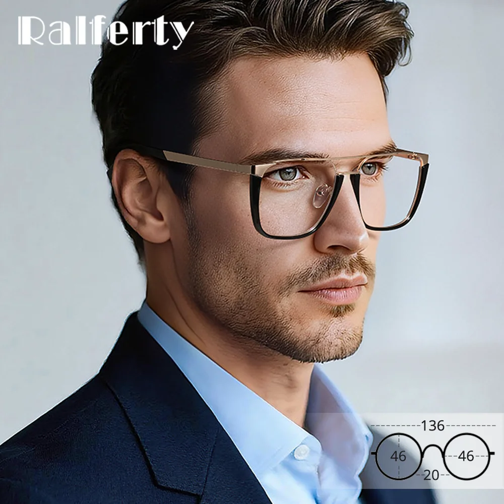 

Ralferty 2025 новые модные мужские оправы для очков, модные квадратные оправы для очков для мужчин, медицинская оправа для близорукости без рецепта, мужская