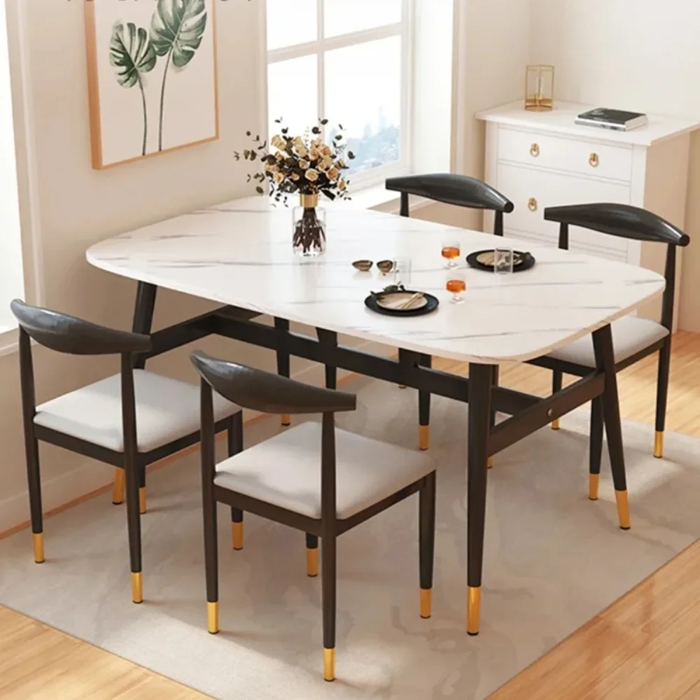 Rectangle Decor Dining Table 4 Person 6 Seater Marble Service Dining Table Kitcjen 4 Chair Modern Mesas De Comedor Furniture