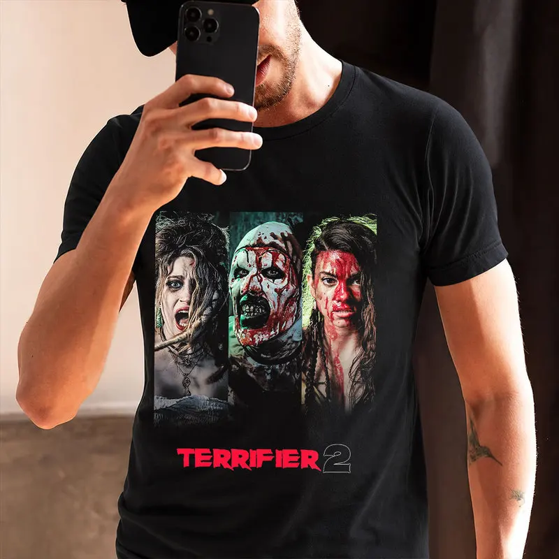 Retro Horror Movie Terrifier Art The Clown Killer Scary Halloween Gift T Shirt 0912 Short Sleeve Graphic clothes All size tops