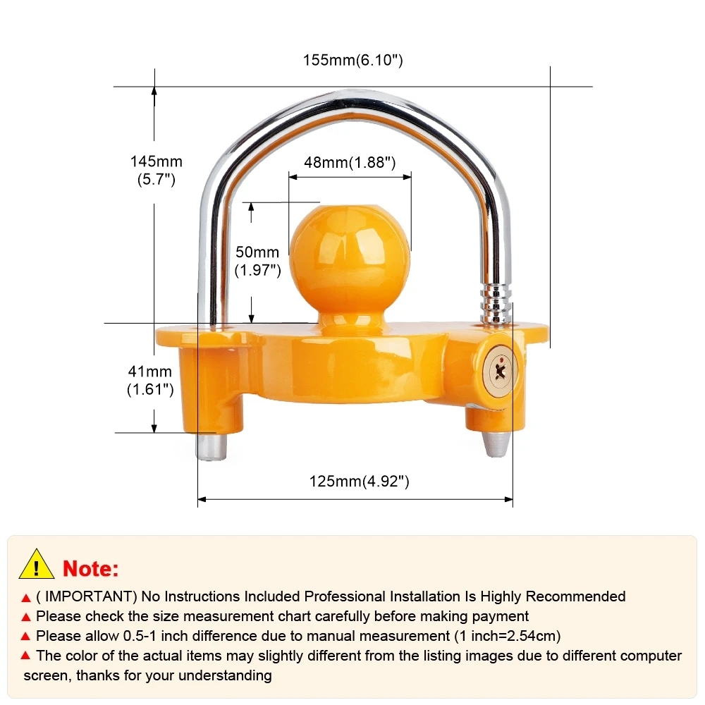 U-Bolt Trailer Ball Lock Universal Heavy-Duty Anti-Theft Caravan Trailer Ball Coupler Trailer Accessories