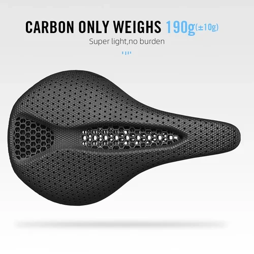 Imagen 2 del producto Sillín RYET de carbono con estampado 3D, asientos de bicicleta de 145/155MM 7*9 para hombres y mujeres, accesorios de ciclismo de grava de montaña superligeros para carretera MTB