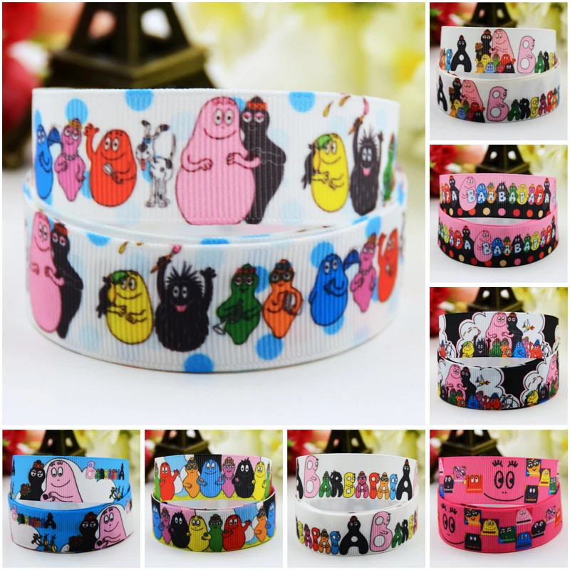 22mm 25mm 38mm 75mm Ruban satin Barbapapa Cartoon Character printed Grosgrain Ribbon Hair Accessories party decoration 10 Yards