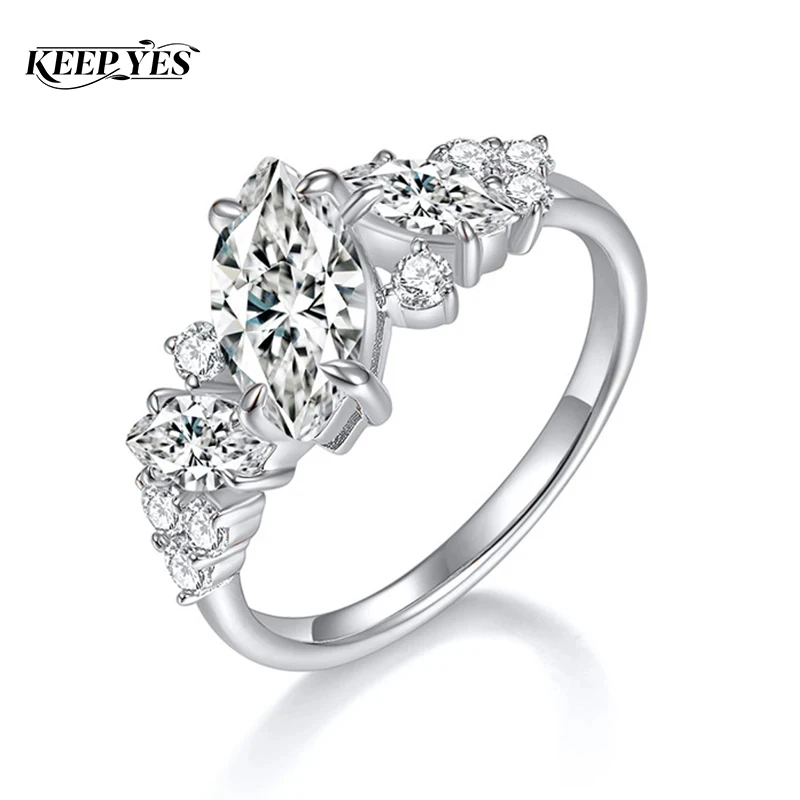 KEEP YES Total 1.78ct Moissanite Diamond Ring for Women Wedding Bands S925 Sterling Silver with GRA Certificate Fine Jewelry