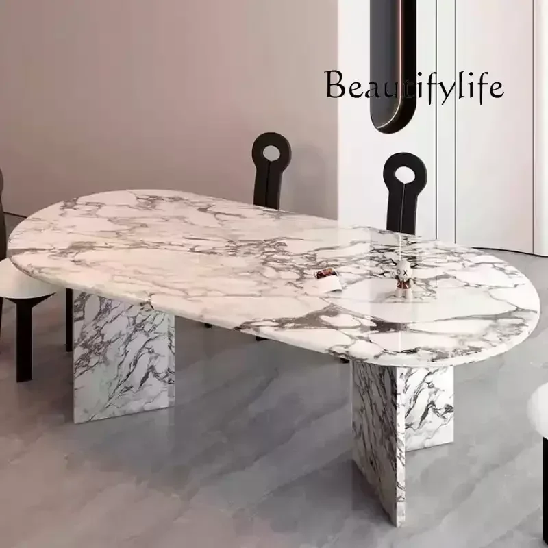 

N44 Luxury Living Room Dining Table Kitchen Party Oval Marble Dining Table Salon Modern Nordic Mesas De Comedor Furniture Home