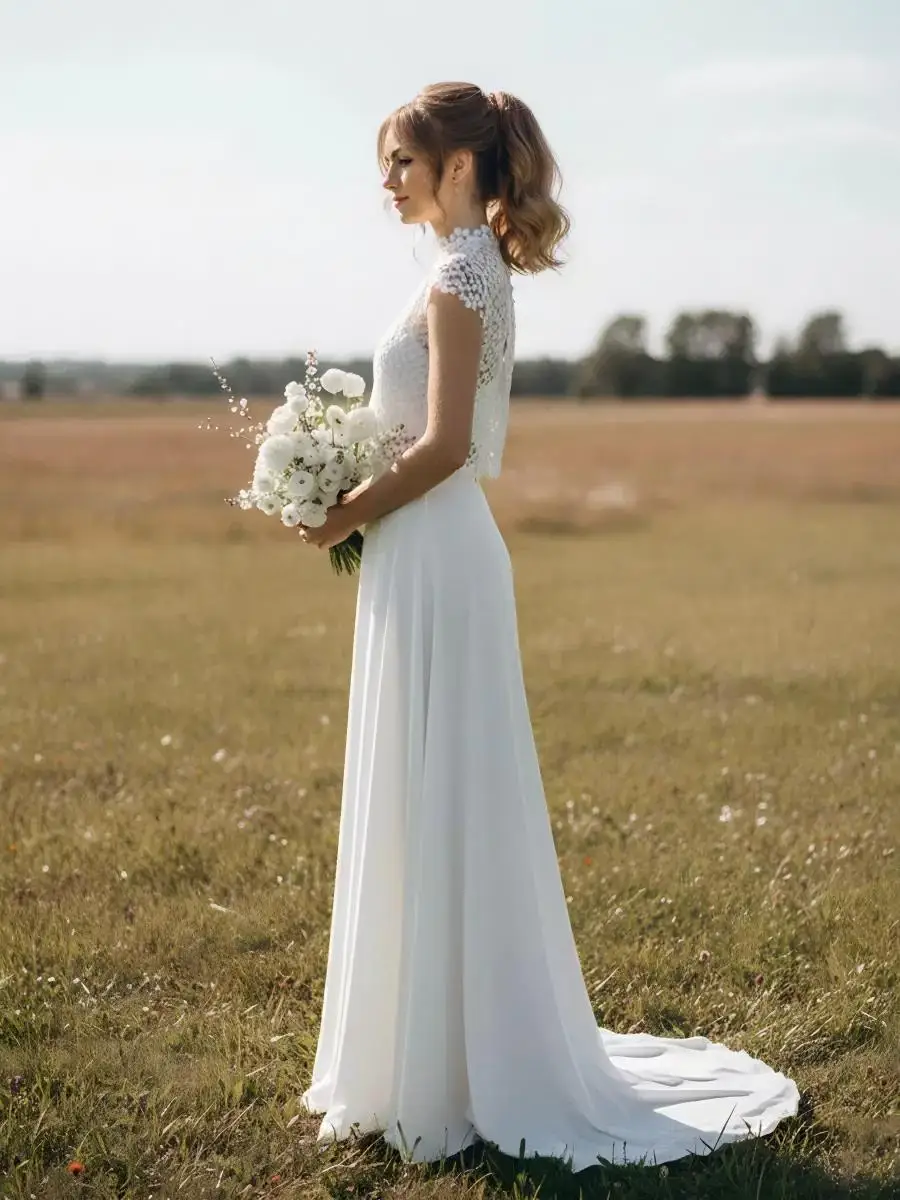 2026 Customized Summer Chiffon Skirt With Train Women Boho Brides Skirts White A Line Formal Floor Length Maxi Prom Party Skirt