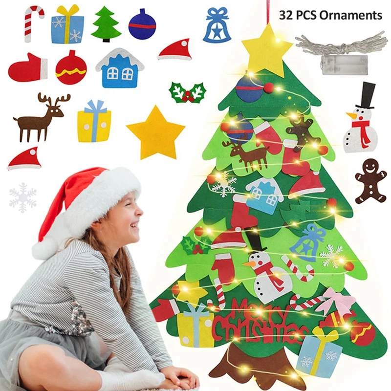 DIY Felt Christmas Tree ตกแต่งคริสต์มาสสําหรับ Home Navidad 2025 ปีใหม่เครื่องประดับคริสต์มาส Santa Claus Xmas เด็กของขวัญ